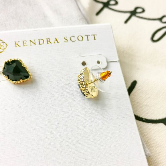 Kendra Scott Stud Earrings - Tessa - Black Opaque Glass Gold - Picture 3 of 3